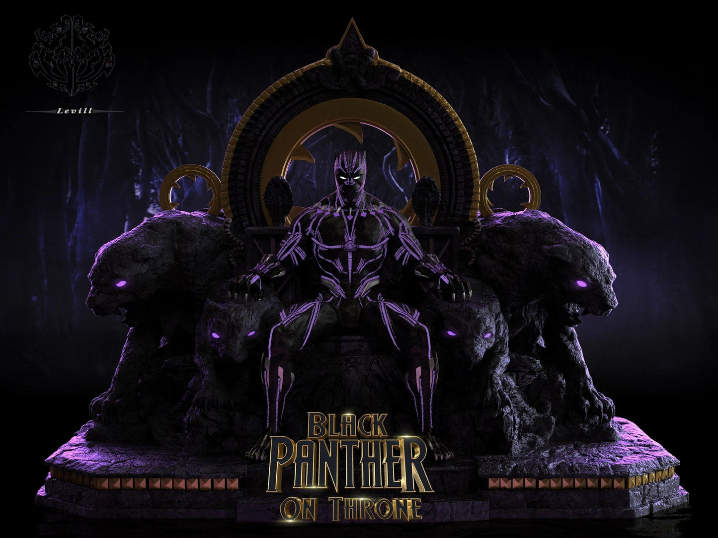 LEVILL STUDIO - BLACK PANTHER ON THRONE (MARVEL)